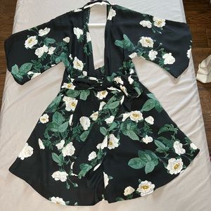 Olivaceous floral romper